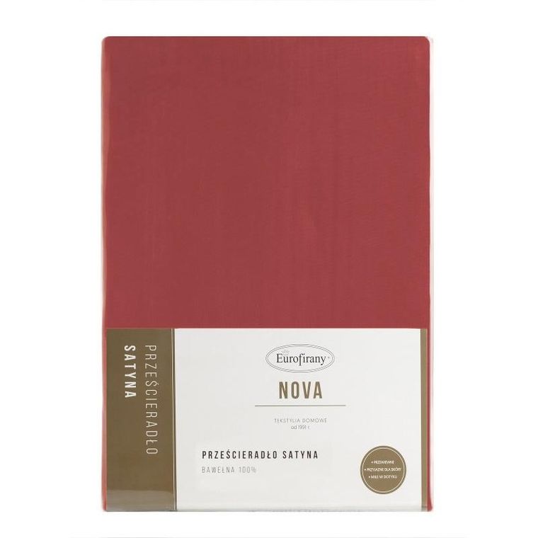 Eurofirany, prześcieradło z gumką Nova3, 160-200 cm, wysokość 30 cm, czerwony