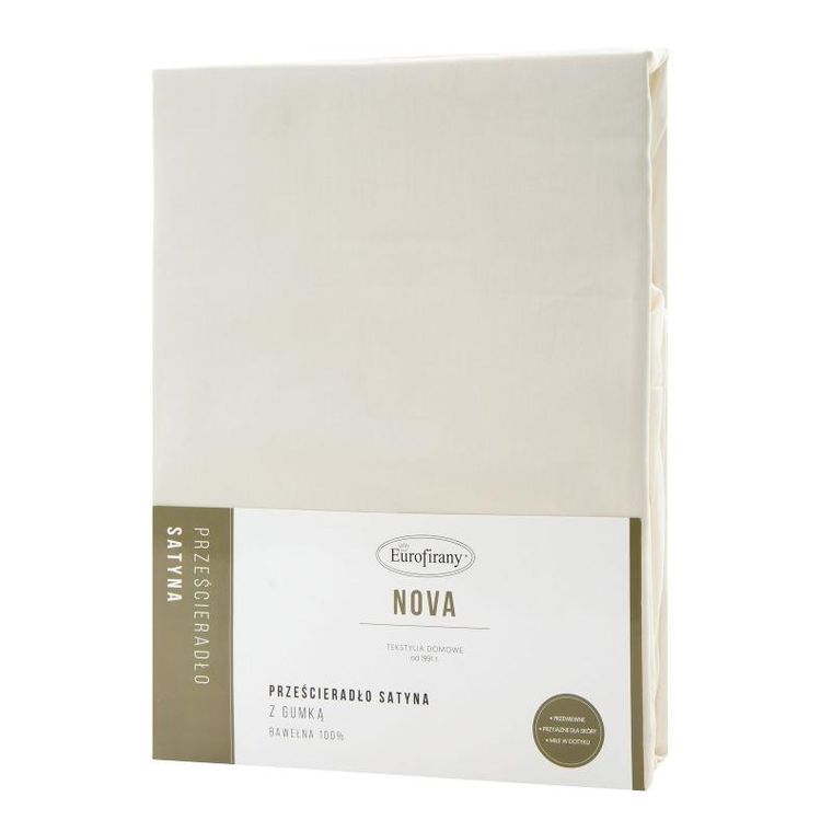 Eurofirany, prześcieradło z gumką Nova3, 160-200 cm, wysokość 30 cm, kremowy