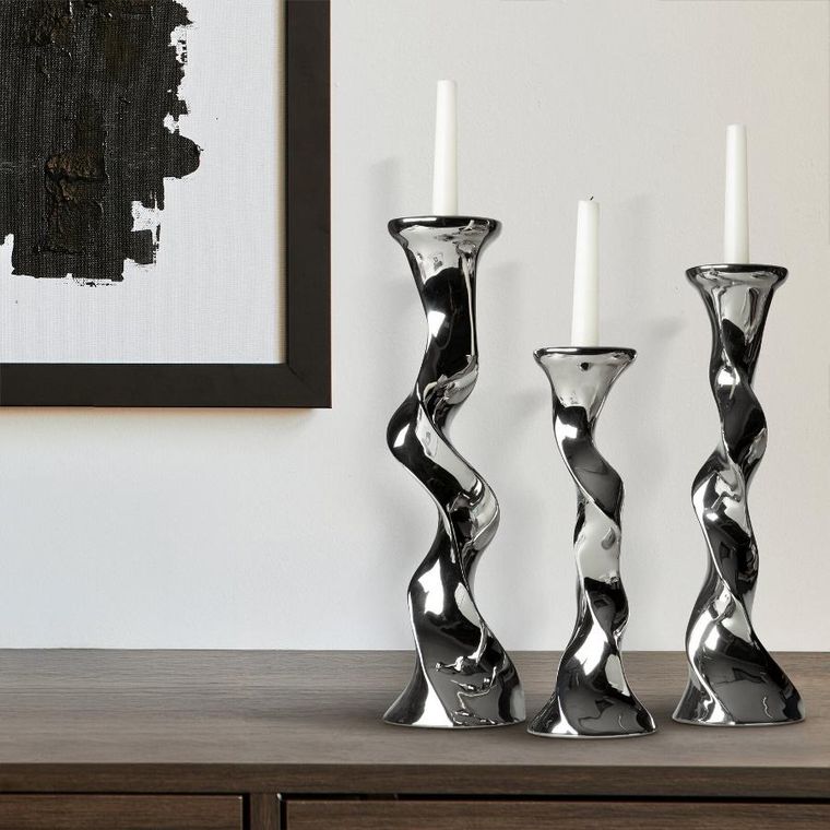 Eurofirany, świąteczna ceramika, 12-12-39 cm, srebrny