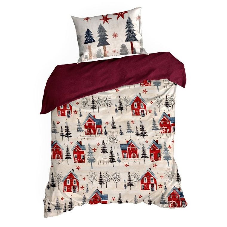 Eurofirany, świąteczny komplet pościeli, Asher, 160-200 cm, czerwony