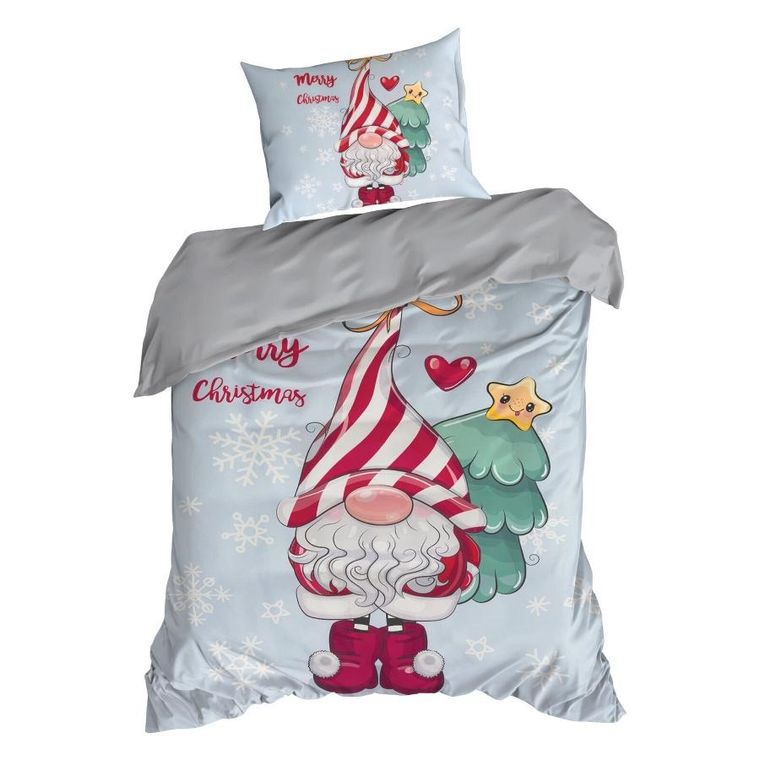 Eurofirany, świąteczny komplet pościeli, Beiner, 160-200 cm, jasnoszary