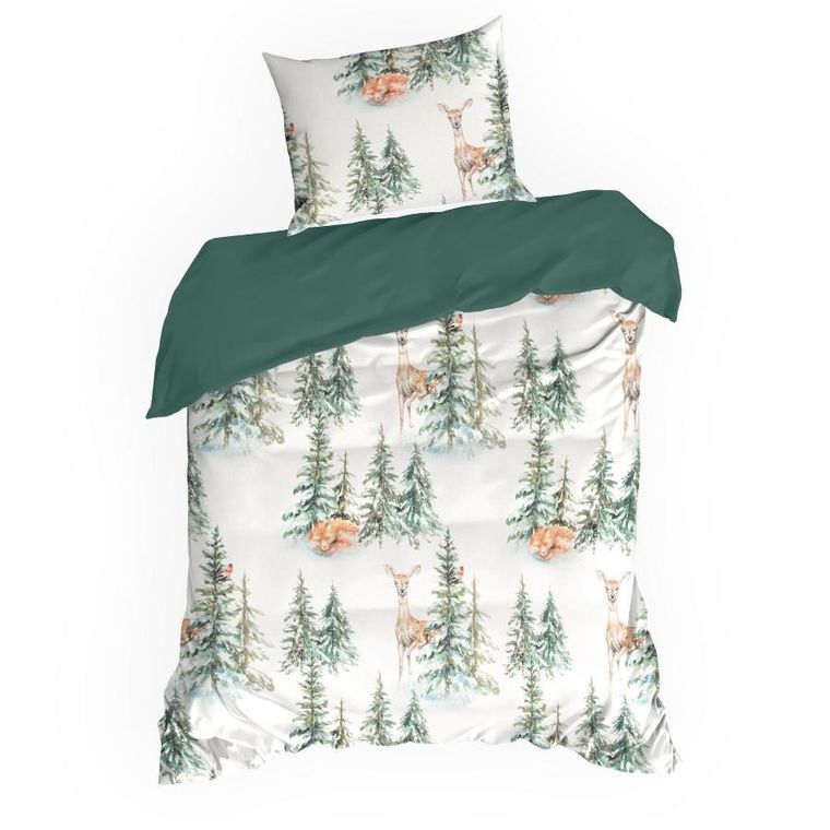 Eurofirany, świąteczny komplet pościeli, Deer, 220-200 cm, biały