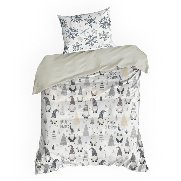 Eurofirany, świąteczny komplet pościeli, Dwarf, 160-200 cm, biały
