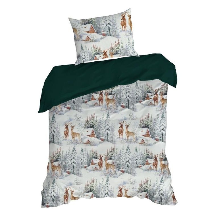 Eurofirany, świąteczny komplet pościeli, Fairyland, 220-200 cm, biały