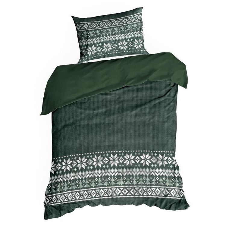 Eurofirany, świąteczny komplet pościeli, Jeremy, 220-200 cm, zielony