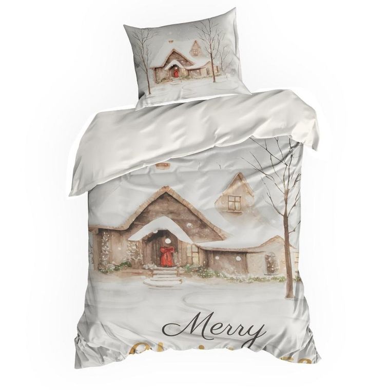Eurofirany, świąteczny komplet pościeli, Joyfull, 220-200 cm, biały
