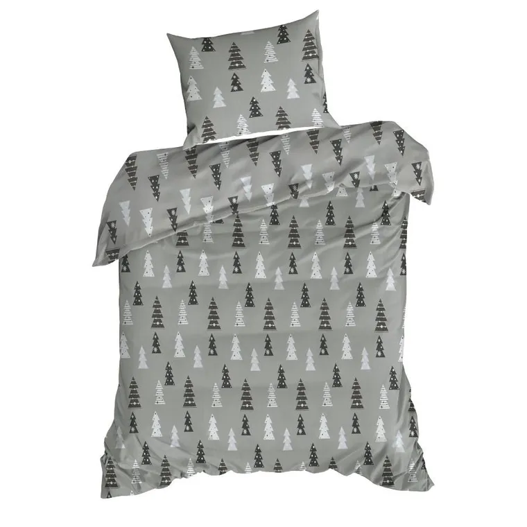 Eurofirany, świąteczny komplet pościeli, Lenon, 160-200 cm, stalowy