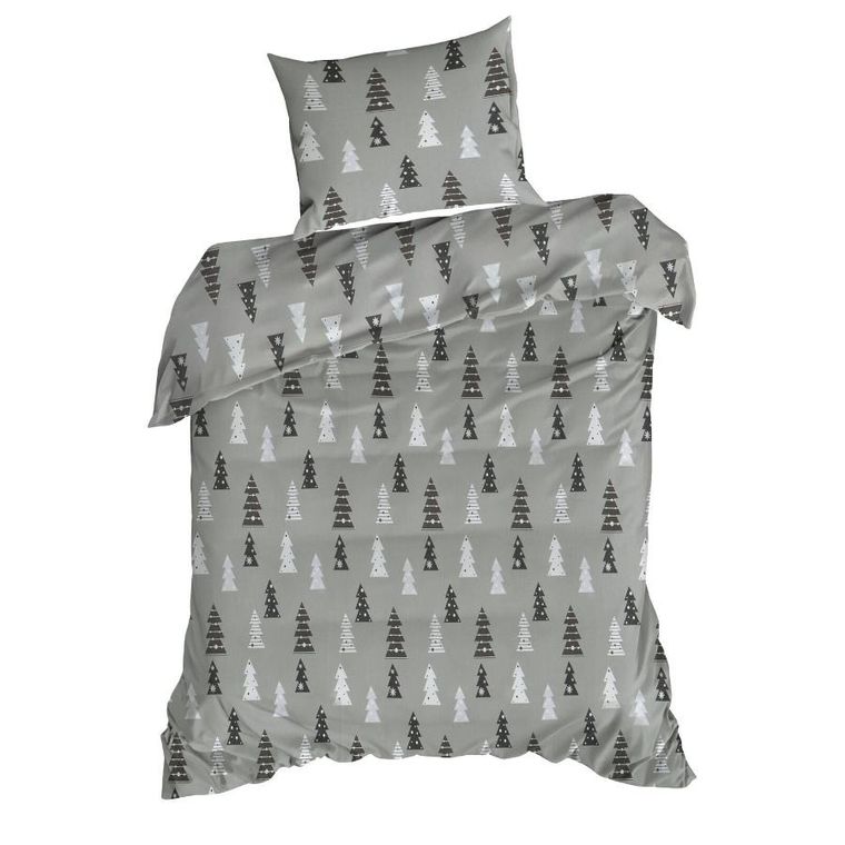 Eurofirany, świąteczny komplet pościeli, Lenon, 220-200 cm, stalowy