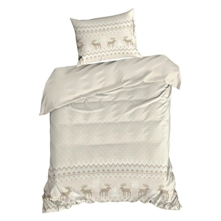 Eurofirany, świąteczny komplet pościeli, Luke, 160-200 cm, beżowy