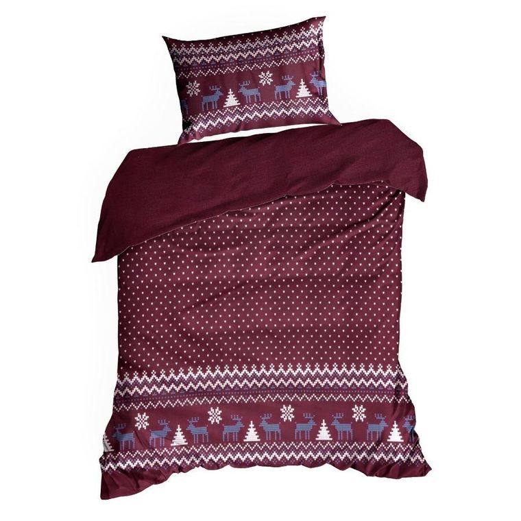 Eurofirany, świąteczny komplet pościeli, Matt, 160-200 cm, bordowy