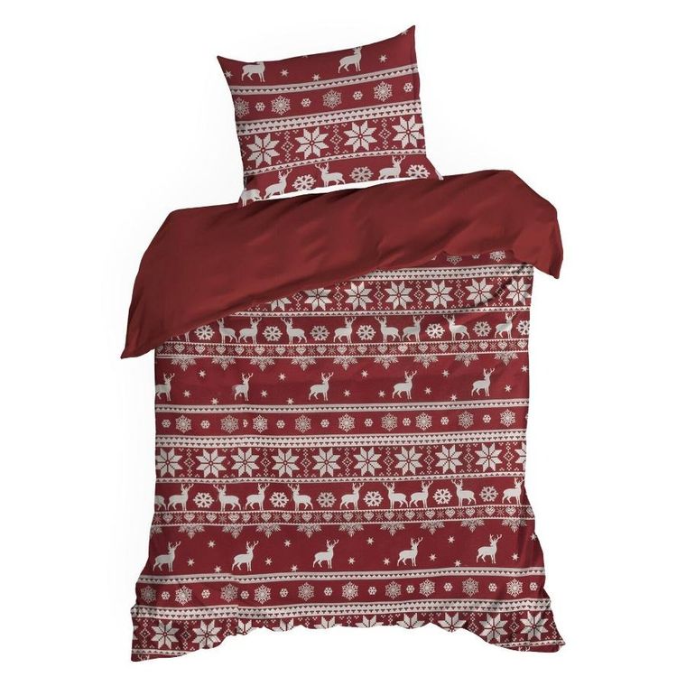 Eurofirany, świąteczny komplet pościeli, Oslo, 220-200 cm, czerwony