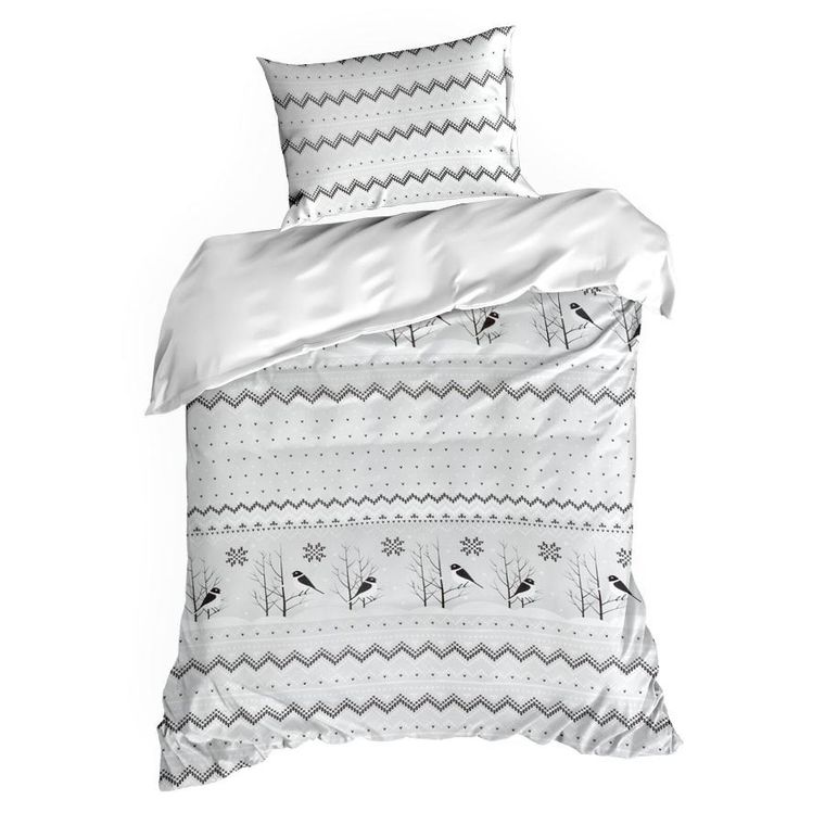 Eurofirany, świąteczny komplet pościeli, Tasha, 160-200 cm, biały