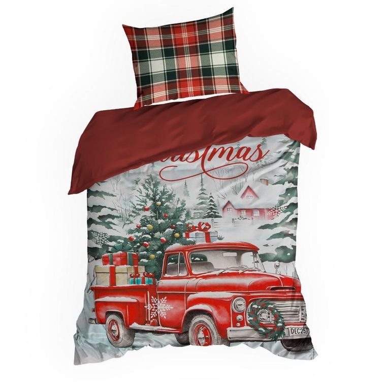 Eurofirany, świąteczny komplet pościeli, Xmas, 220-200 cm, czerwony