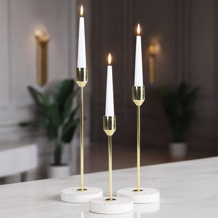 Eurofirany, świecznik dekoracyjny, Kori, o 8-18 cm, kremowy