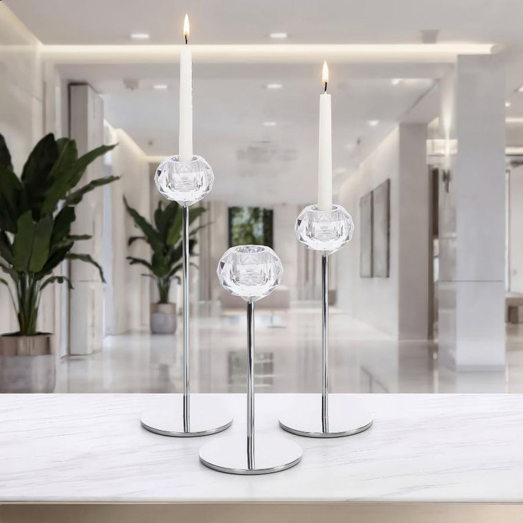 Eurofirany, świecznik dekoracyjny, Lara, o 8-23 cm, transparentny