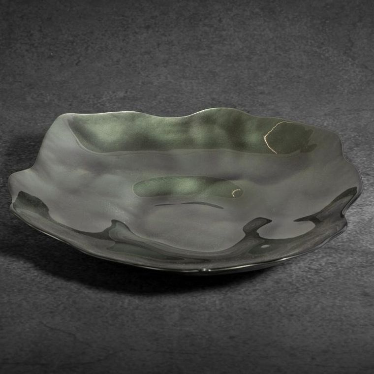 Eurofirany, szklana misa dekoracyjna, Nikol 30-28-5 cm, zielony