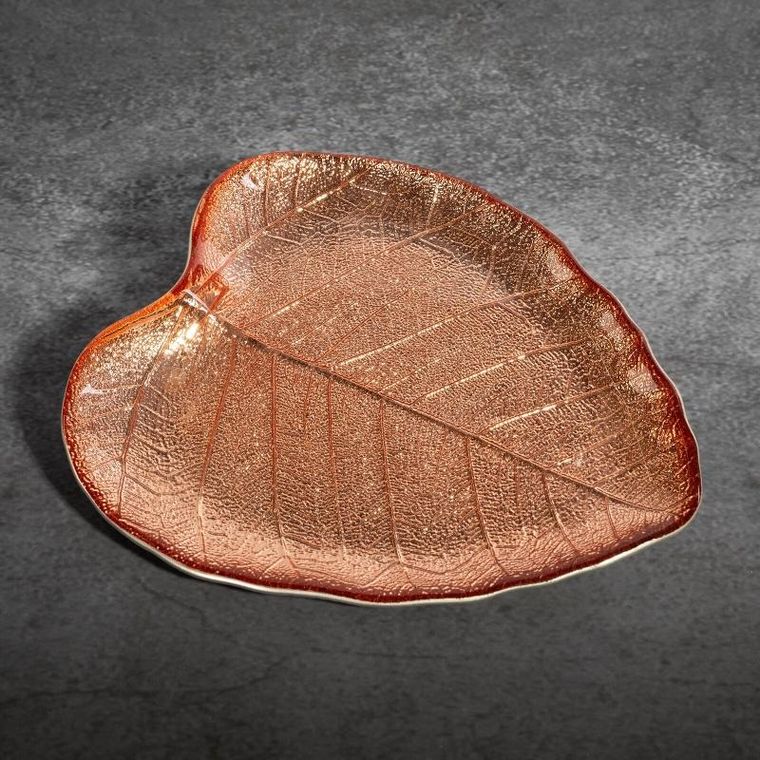 Eurofirany, szklana patera dekoracyjna, Emma 24-21-2 cm, miedziany