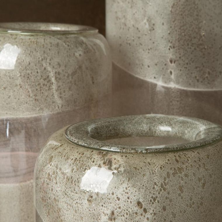 Eurofirany, szklany wazon dekoracyjny, Lana, 19-22 cm, kremowy