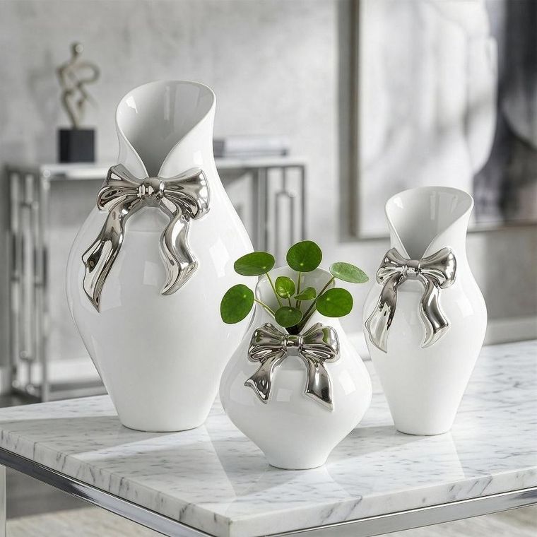 Eurofirany, wazon dekoracyjny, Akira, 14-19 cm, biały