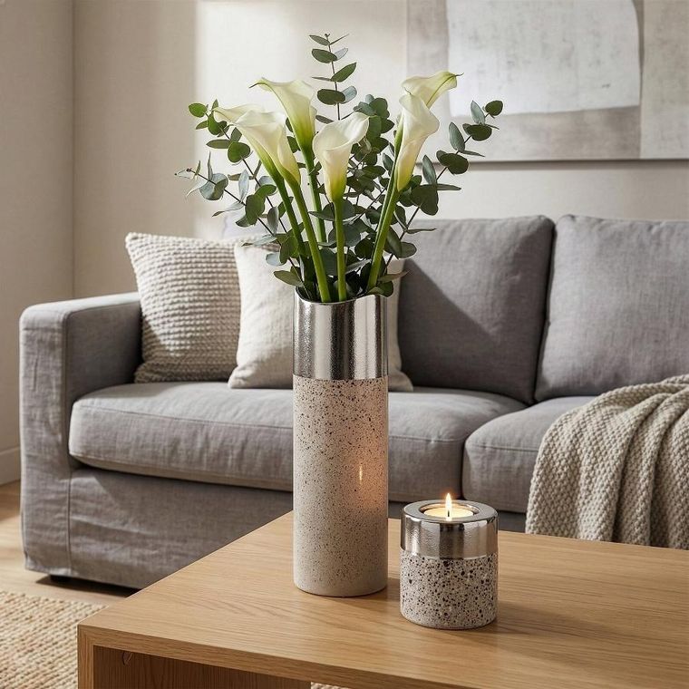 Eurofirany, wazon dekoracyjny, Laila, 13-46 cm, srebrny
