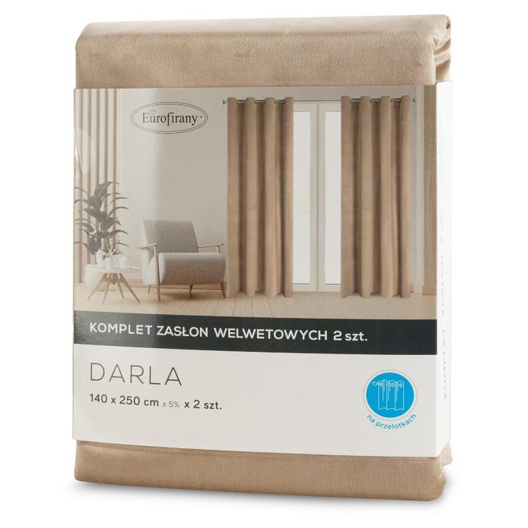 Eurofirany, zasłona gotowa, Darla, 140-250 cm, ciemnobeżowy