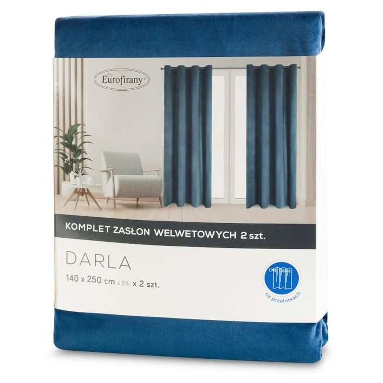 Eurofirany, zasłona gotowa, Darla, 140-250 cm, granatowy