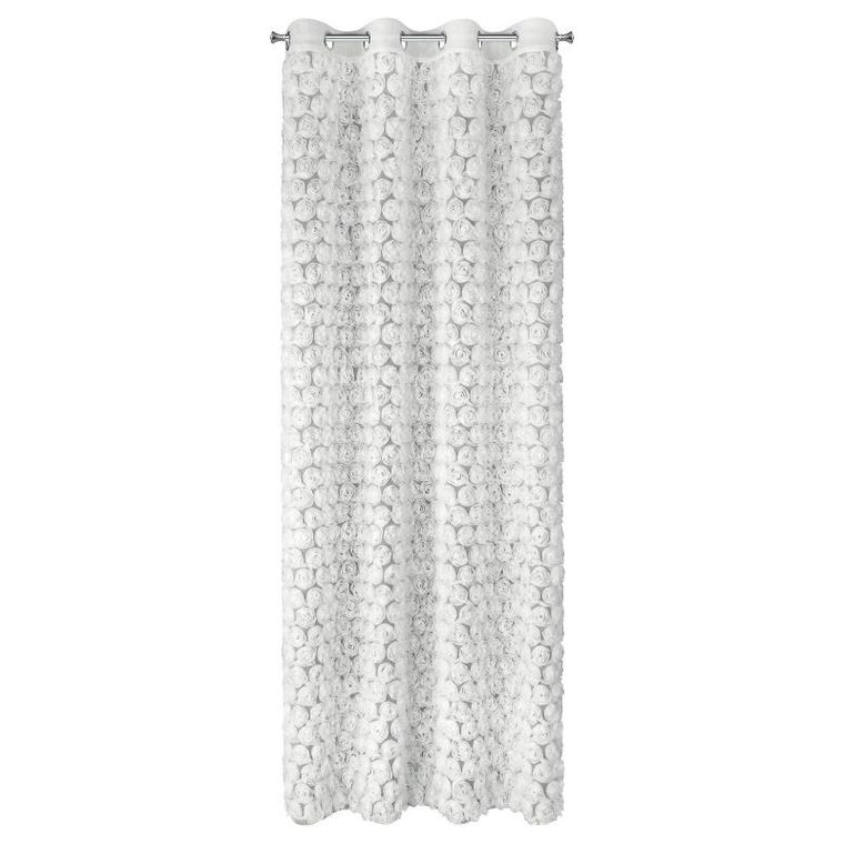 Eurofirany, zasłona gotowa, Roses, 140-250 cm, biały