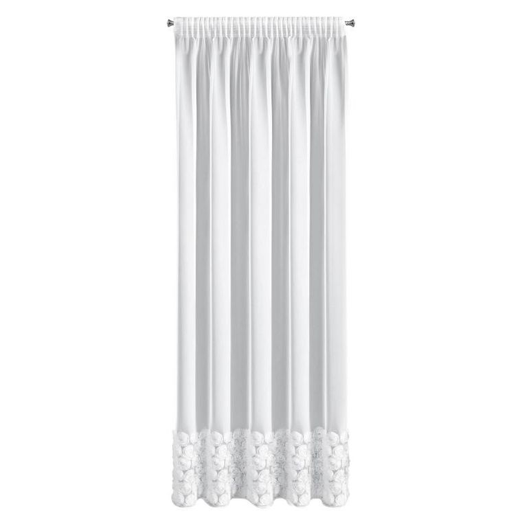 Eurofirany, zasłona gotowa, Roses 3, na taśmie, 140-270 cm, biały