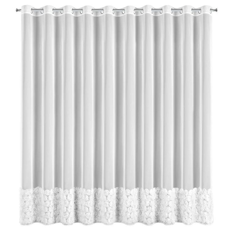 Eurofirany, zasłona gotowa, Roses, 350-250 cm, biały