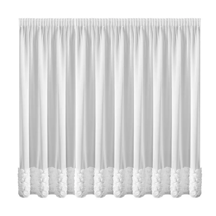 Eurofirany, zasłona gotowa, Roses, na taśmie, 350-270 cm, biały