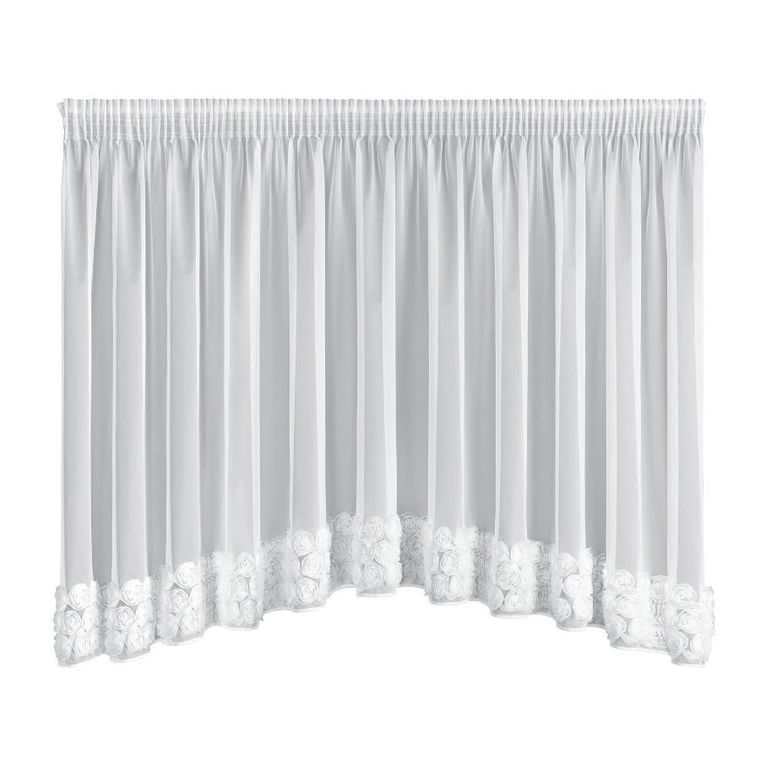 Eurofirany, zasłona gotowa, Roses, na taśmie, 400-160 cm, biały