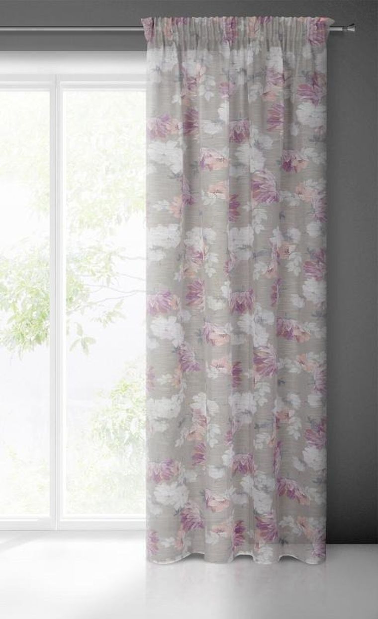 Eurofirany, zasłona gotowa, Sherry, na taśmie, 140-300 cm, srebrny