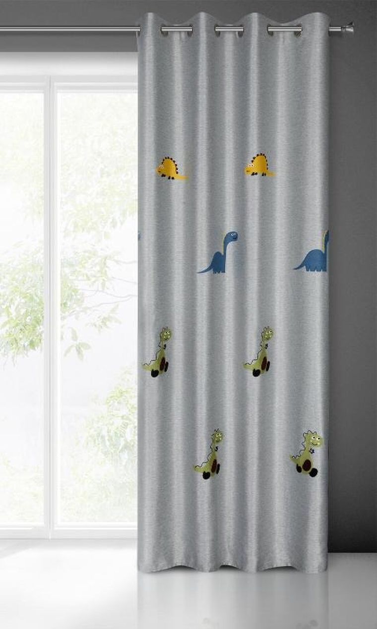 Eurofirany, zasłona zaciemniająca gotowa, dino, 140-250 cm, srebrny