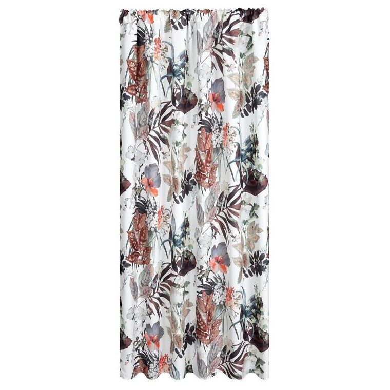 Eurofirany, zasłona zaciemniająca gotowa, Garden, na taśmie, 155-200 cm, biały