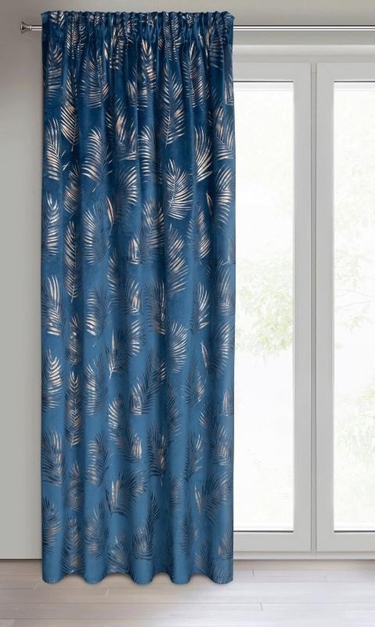 Eurofirany, zasłona zaciemniająca gotowa, Gloria, na taśmie, 140-300 cm, granatowy