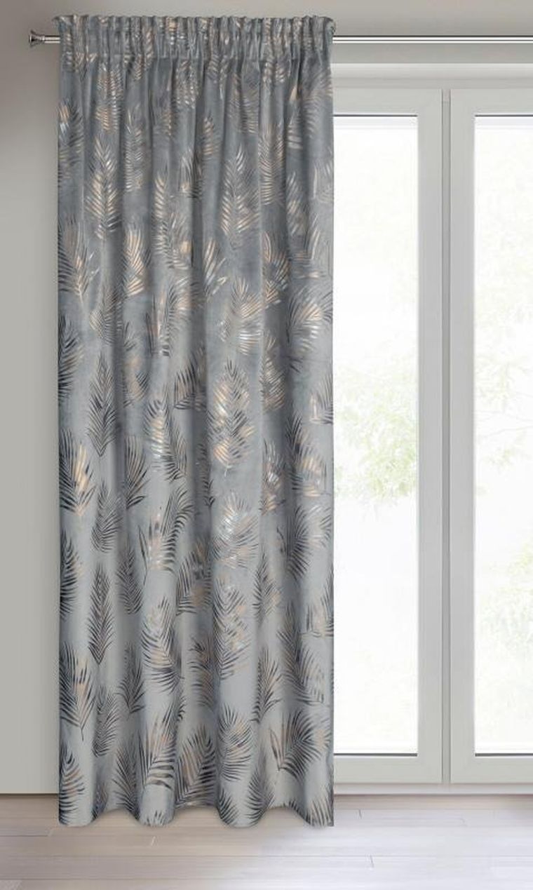 Eurofirany, zasłona zaciemniająca gotowa, Gloria, na taśmie 140-300 cm, stalowy