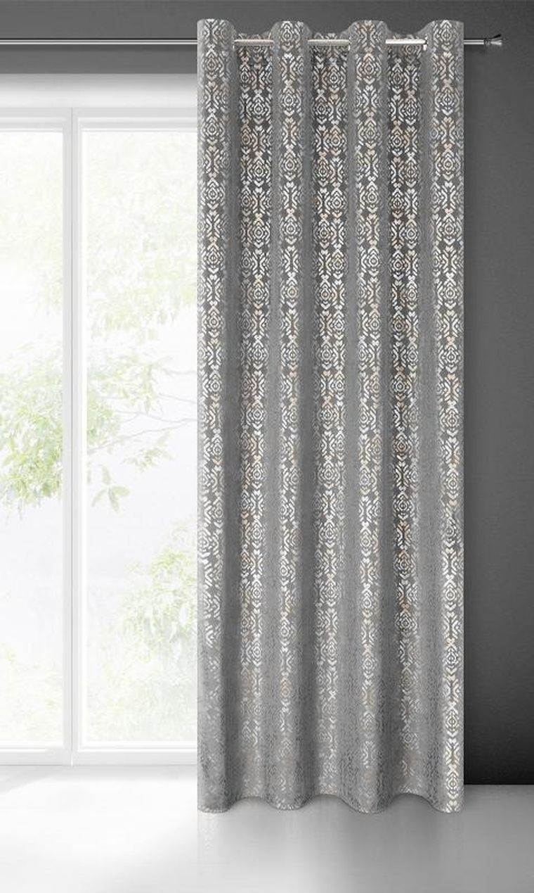 Eurofirany, zasłona zaciemniająca gotowa, laura, 140-250 cm, stalowy