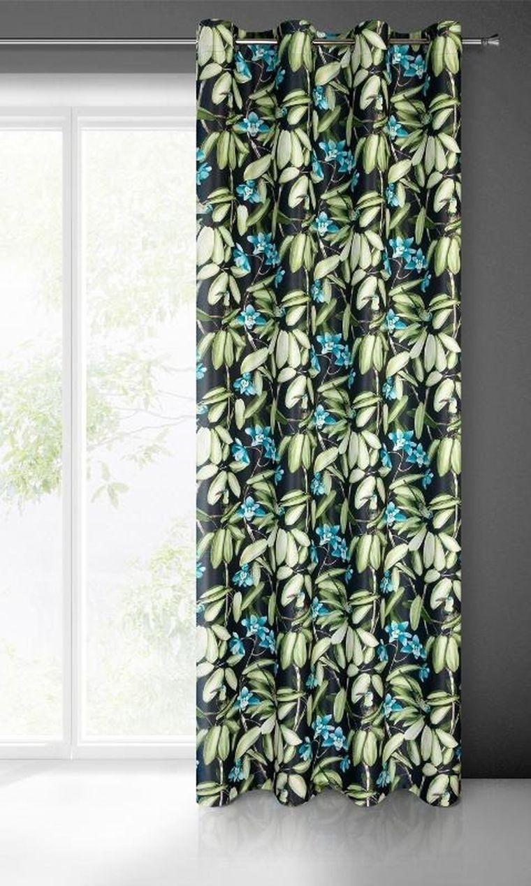 Eurofirany, zasłona zaciemniająca gotowa, Loni, 140-250 cm, czarny