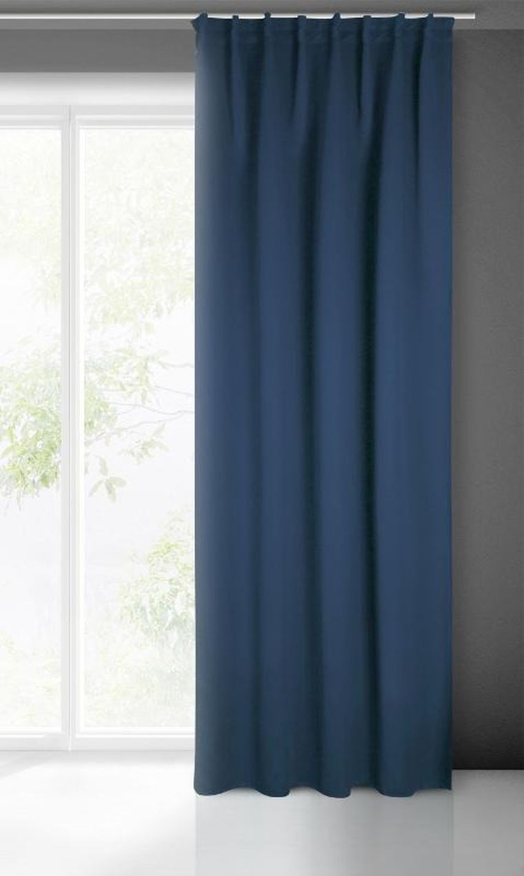 Eurofirany, zasłona zaciemniająca gotowa, na taśmie, Milan, 140-300 cm, granatowy