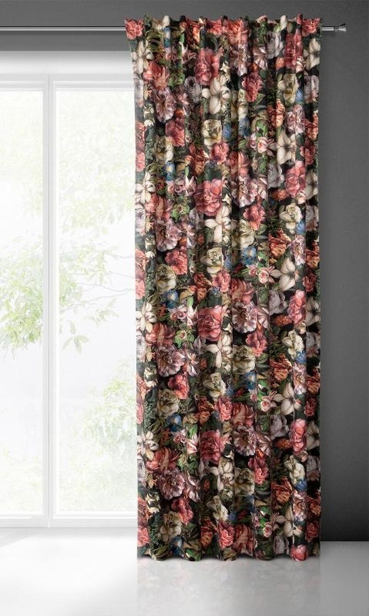 Eurofirany, zasłona zaciemniająca gotowa, na taśmie, Peonia, 140-270 cm, bordowy