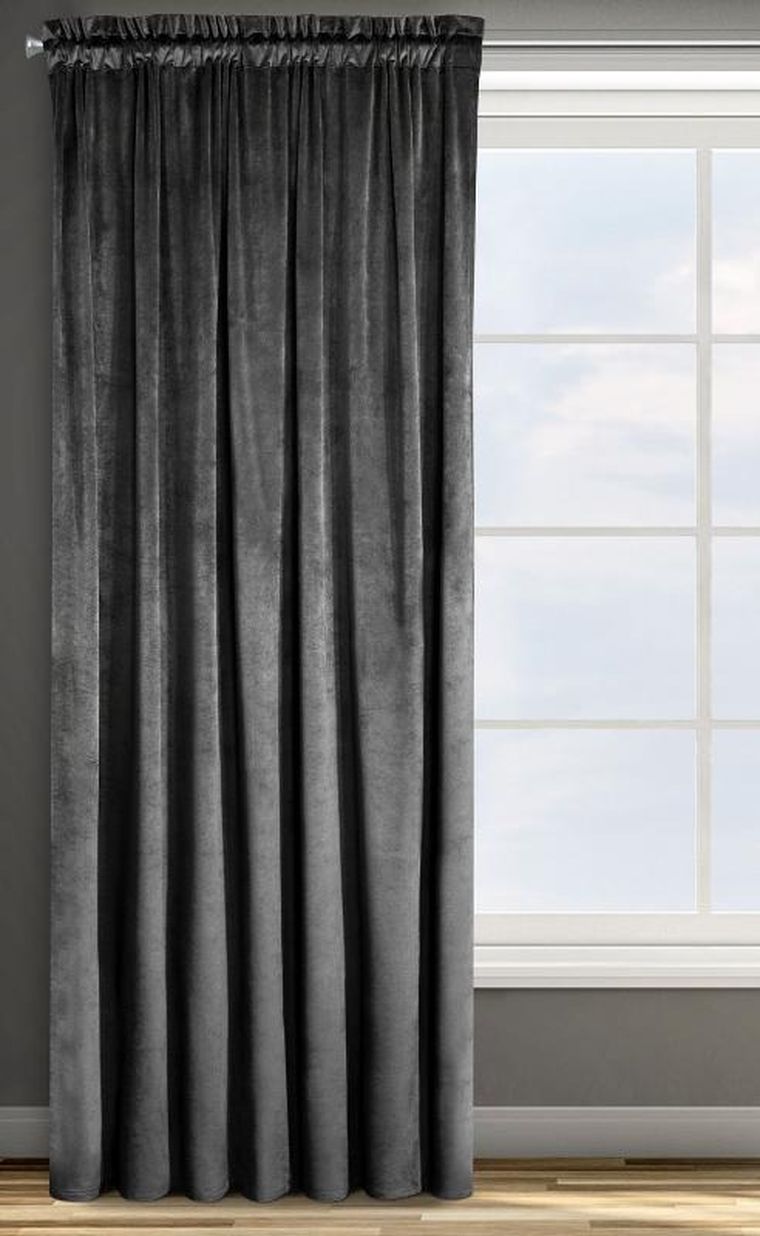 Eurofirany, zasłona zaciemniająca gotowa, na taśmie, Rosa, 140-270 cm, czarny