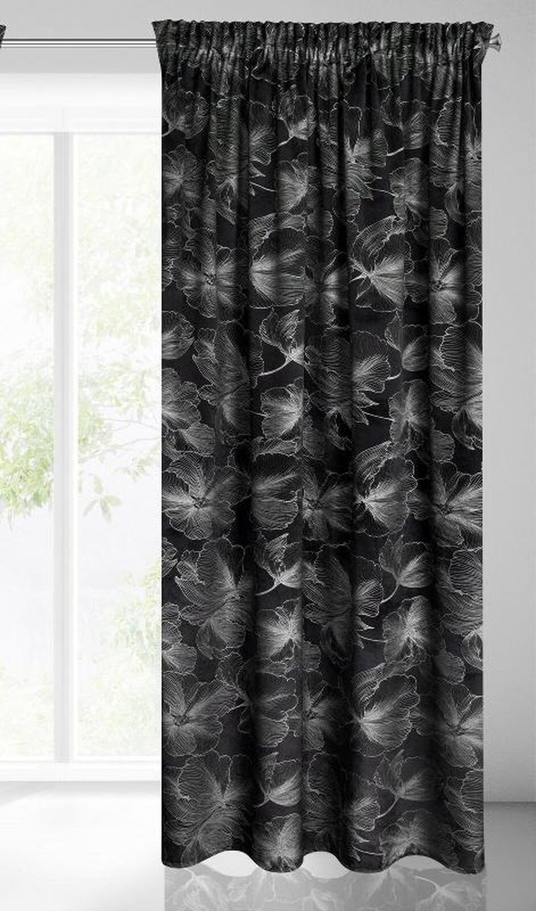 Eurofirany, zasłona zaciemniająca gotowa, na taśmie, Stella, 140-300 cm, czarny