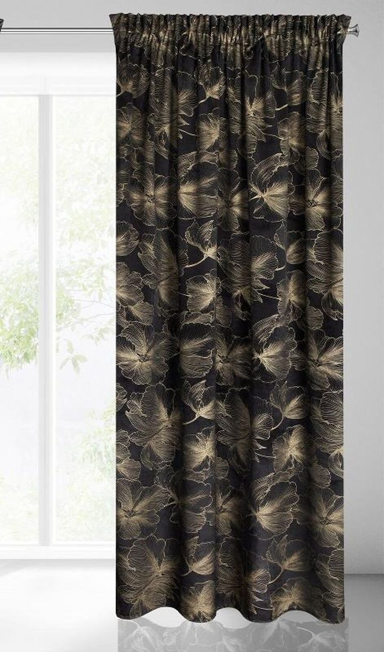 Eurofirany, zasłona zaciemniająca gotowa, na taśmie, Stella, 140-300 cm, czarny