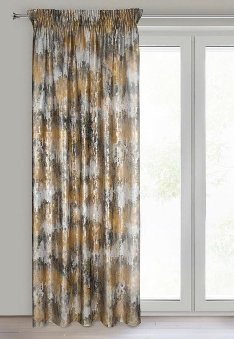 Eurofirany, zasłona zaciemniająca gotowa, na taśmie, Tina, 140-270 cm, musztardowy