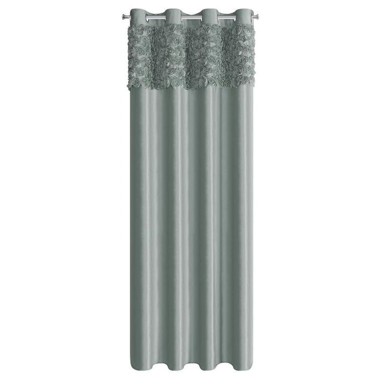 Eurofirany, zasłona zaciemniająca gotowa, Roses, na taśmie, 140-250 cm, miętowy