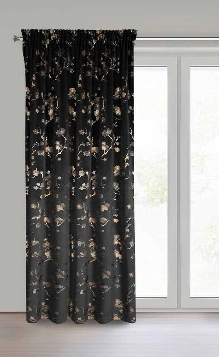 Eurofirany, zasłona zaciemniająca gotowa, Selena, na taśmie, 140-270 cm, czarny