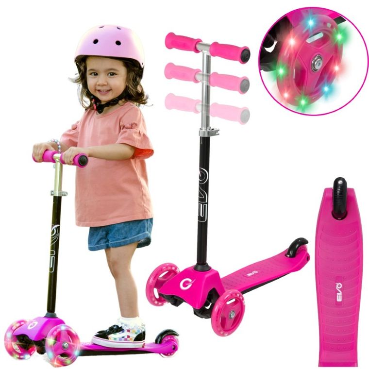 EVO, Light Up Mini Cruiser, hulajnoga, 3-kołowa, różowa