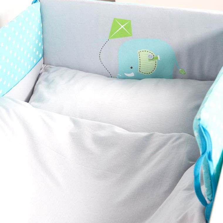 Ewa Klucze Eevi, Zwierzaki, Słoń, 3-częściowy komplet pościeli, 100-135 cm