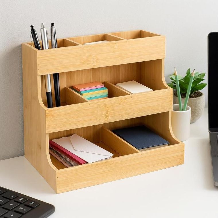Excellent Houseware, bambusowy organizer kuchenny, 26,3-16,5-24 cm