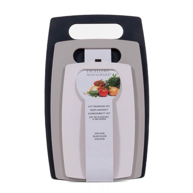 Excellent Houseware, deski do krojenia plastikowe, zestaw 3 kolorów